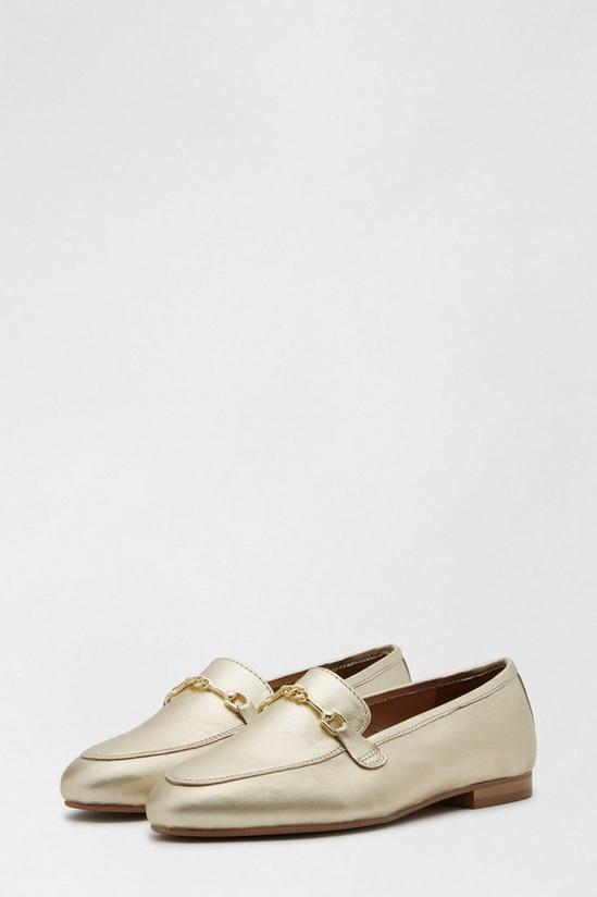 Dorothy Perkins Wide Fit Leather Gold Liza Snaffle Loafer 2