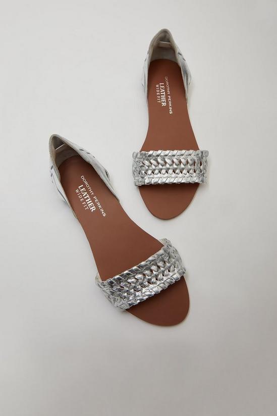 Dorothy Perkins Wide Fit Leather Silver Jingly Weave Sandals 2