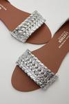 Dorothy Perkins Wide Fit Leather Silver Jingly Weave Sandals thumbnail 3