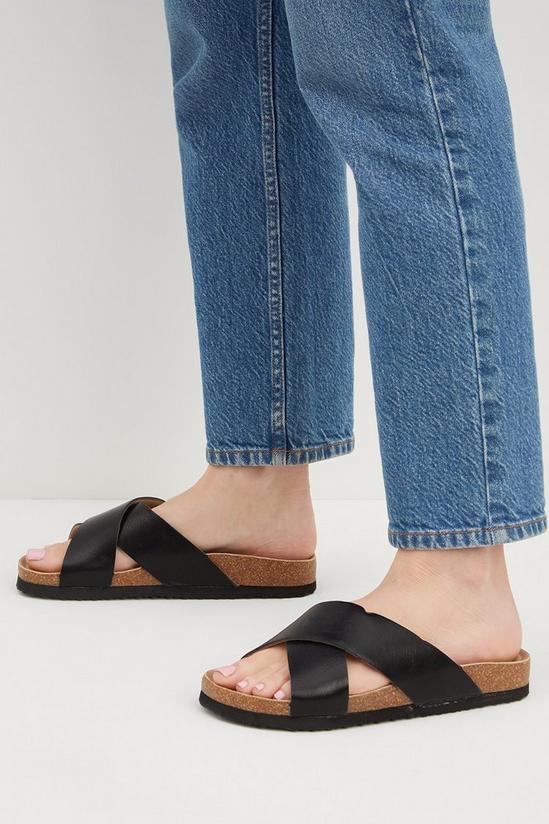 Dorothy Perkins Wide Fit Comfort Black Flora Footbed Sandals 1