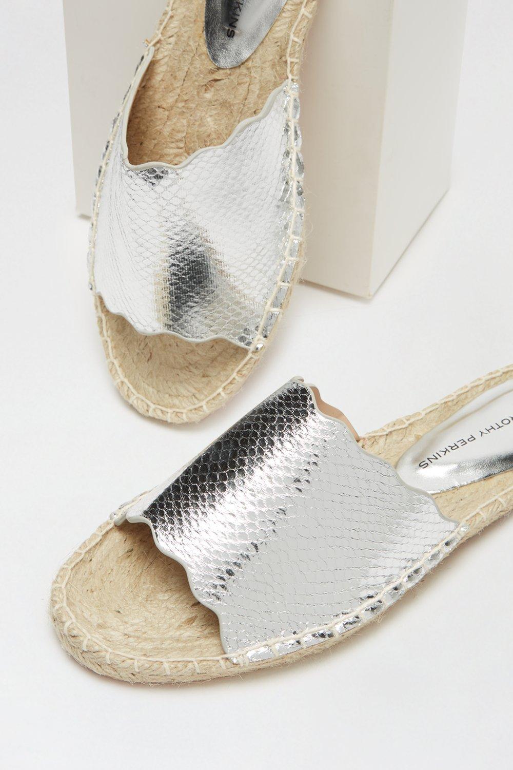 Sandals Silver Flutter Scalloped Espadrille Sandal Dorothy Perkins