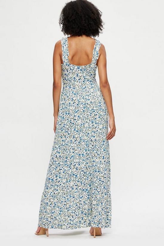 Dorothy Perkins Tall Ivory And Blue Floral Strappy Tier Maxi 3