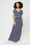 Dorothy Perkins Tall Navy Stripe Roll Sleeve Maxi Dress thumbnail 1