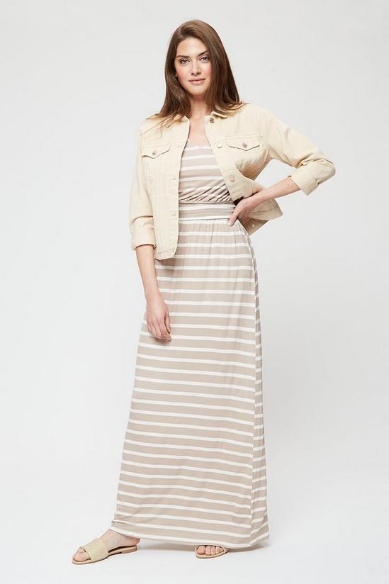 Dorothy Perkins Tall Neutral Stripe Roll Sleeve Maxi Dress 2