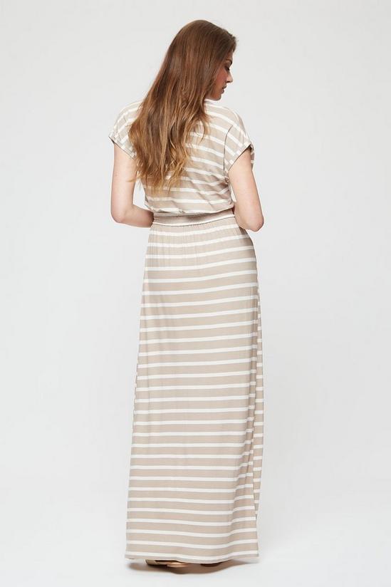 Dorothy Perkins Tall Neutral Stripe Roll Sleeve Maxi Dress 3