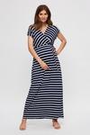 Dorothy Perkins Maternity Navy Stripe Roll Sleeve Maxi Dress thumbnail 1
