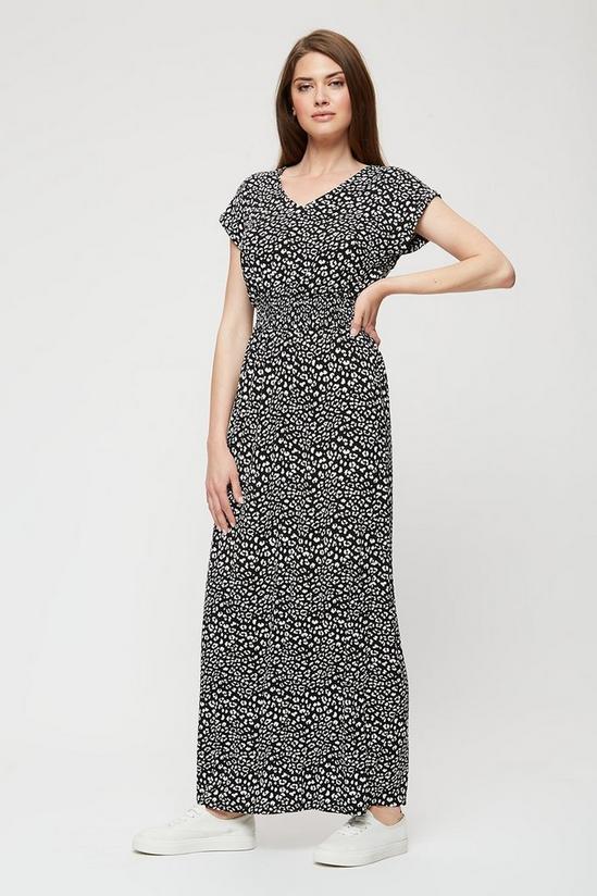 Dorothy Perkins Tall Mono Animal Roll Sleeve Maxi Dress 1