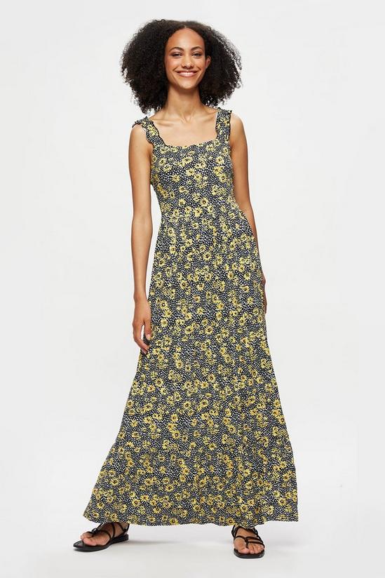 Dorothy Perkins Tall Yellow Floral Strappy Tiered Maxi Dress 1
