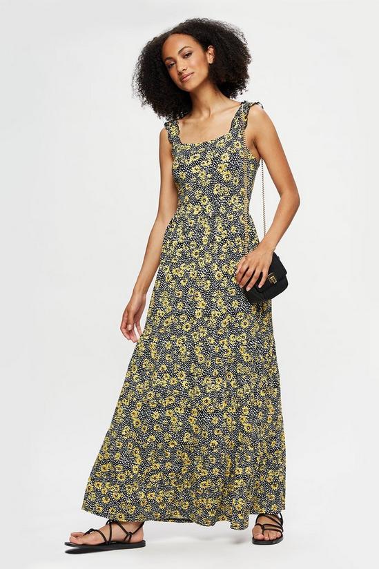 Dorothy Perkins Tall Yellow Floral Strappy Tiered Maxi Dress 2