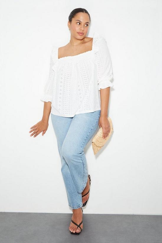 Dorothy Perkins Curve White Long Sleeve Broderie Top 2