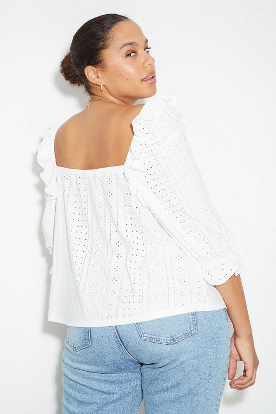 Dorothy Perkins Curve White Long Sleeve Broderie Top 3
