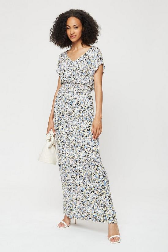 Dorothy Perkins Tall Multi Floral Roll Sleeve Maxi Dress 1
