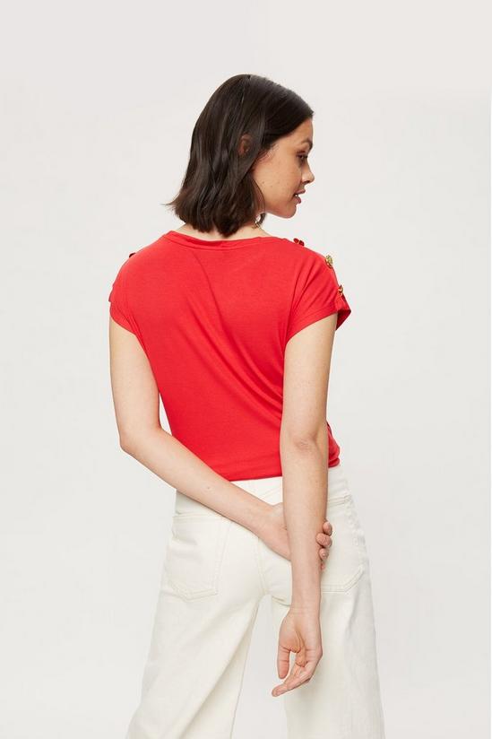 Dorothy Perkins Red Button Shoulder T-shirt 3