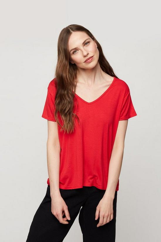 Dorothy Perkins Red V Neck Relaxed T-shirt 2
