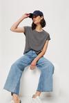 Dorothy Perkins Charcoal Relaxed Fit Curved Hem T-shirt thumbnail 1