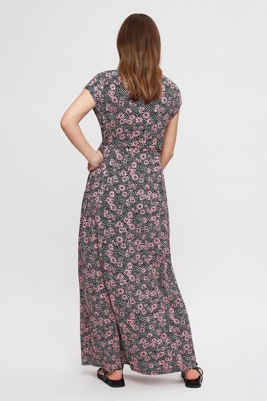 Dorothy Perkins Maternity Pink Floral Roll Sleeve Maxi Dress 3