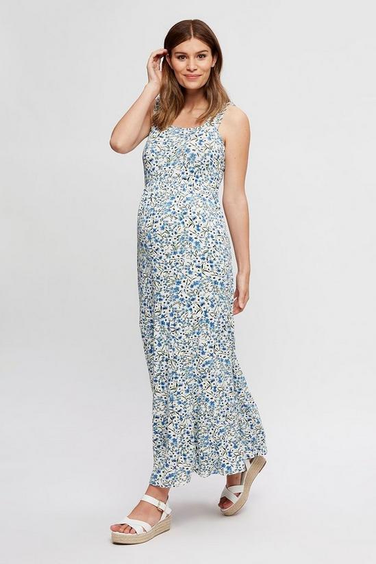 Dorothy Perkins Maternity Blue Floral Strappy Tiered Maxi 1