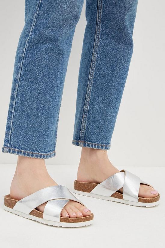 Dorothy Perkins Wide Fit Comfort Silver Flora Sandals 1
