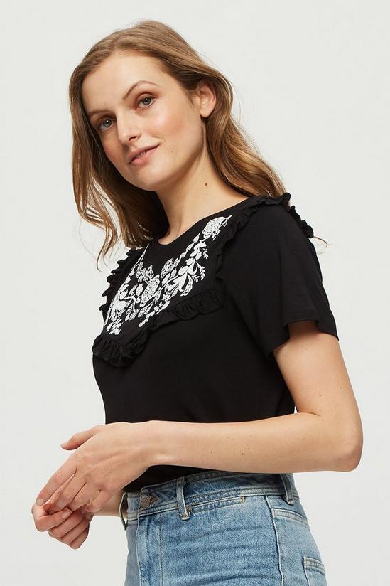 Dorothy Perkins Black Embroidered Frill Tee 1