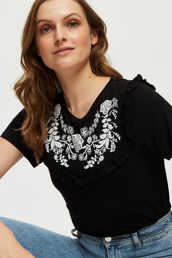 Dorothy Perkins Black Embroidered Frill Tee 4