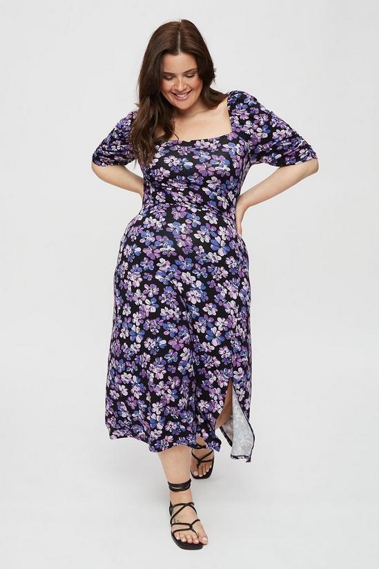Dorothy Perkins Curve Purple Floral Midi Dress 1
