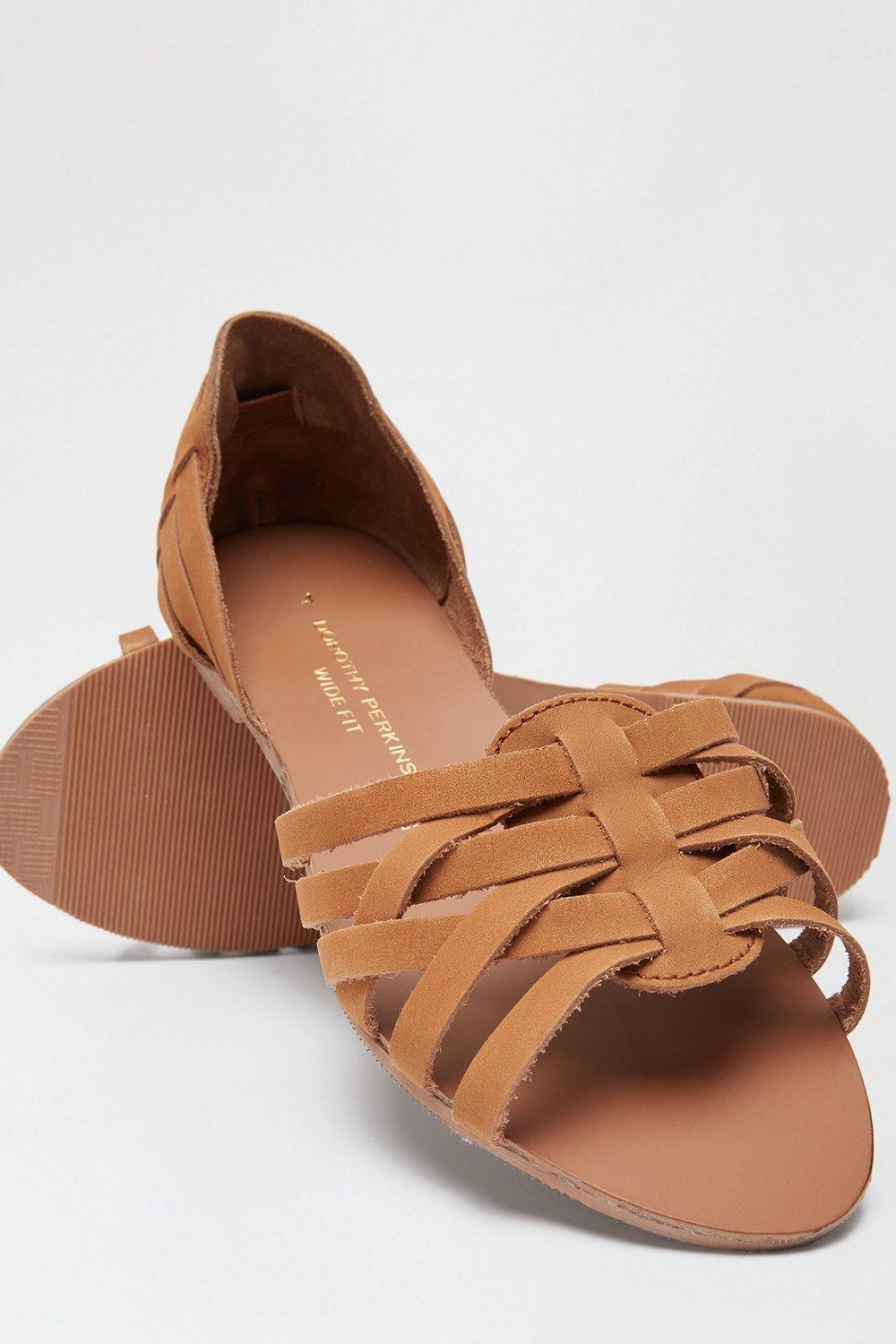 Sandals Wide Fit Leather Tan Jinxie Weave Sandals Dorothy Perkins