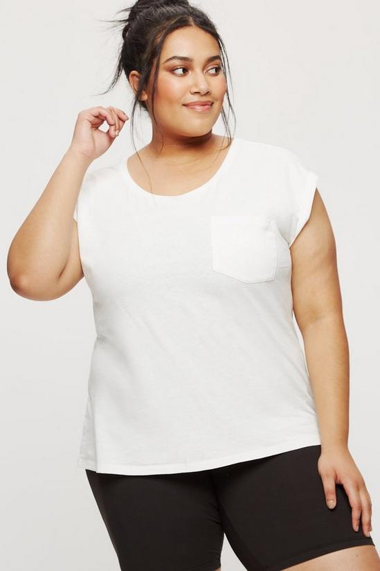 Dorothy Perkins Curve White Roll Sleeve T-shirt 1