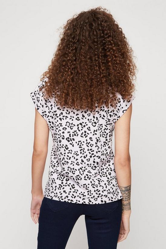 Dorothy Perkins Petite Lilac Animal Print Roll Sleeve T-shirt 3