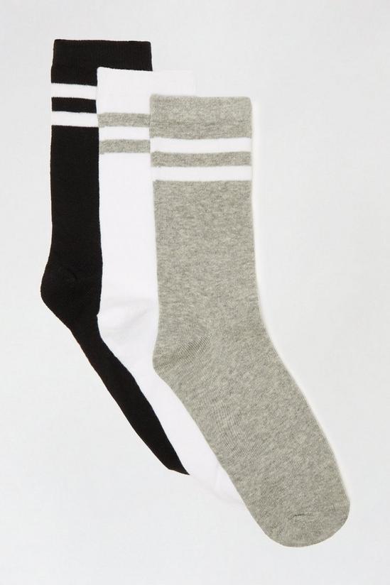 Dorothy Perkins Mono Stripe 3 Pack Ankle Socks 1