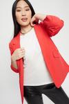 Dorothy Perkins Petite Red Ruched Sleeve Blazer thumbnail 1