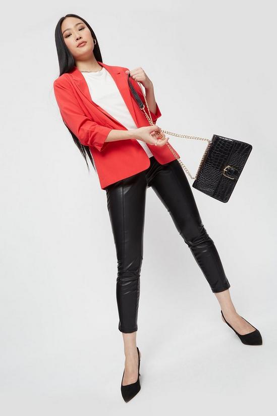 Dorothy Perkins Petite Red Ruched Sleeve Blazer 2