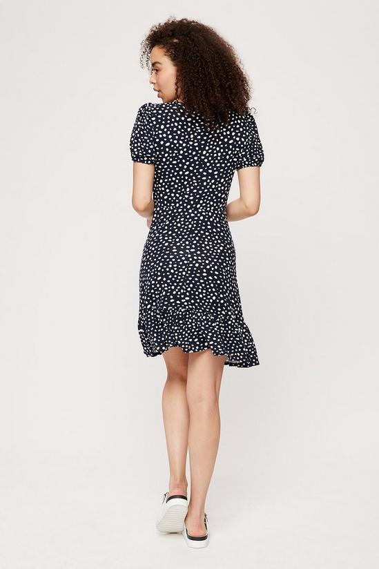 Dorothy Perkins Navy Spot Ruched Fit And Flare Dress 3
