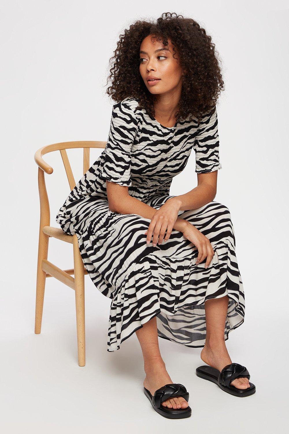 Womens Zebra Midi Dress