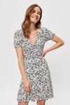 Dorothy Perkins Blue Lemon Floral Ruched Fit And Flare Dress thumbnail 1