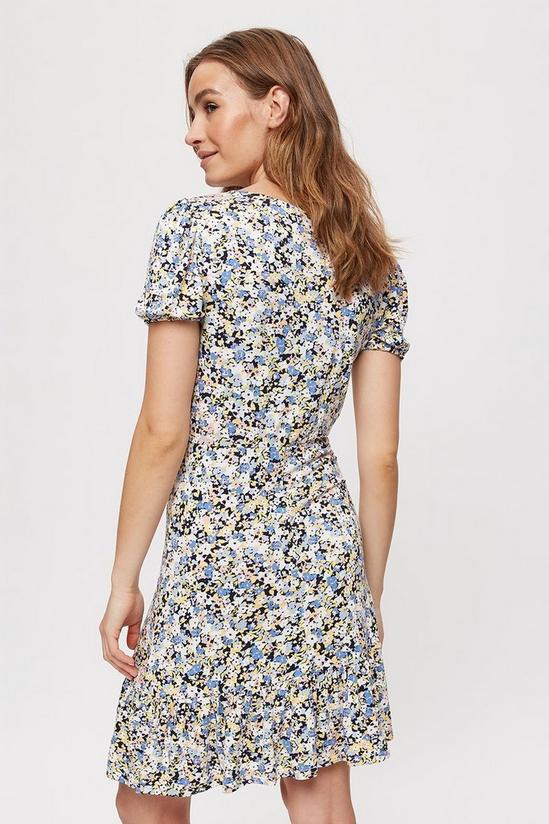 Dorothy Perkins Blue Lemon Floral Ruched Fit And Flare Dress 3
