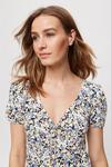Dorothy Perkins Blue Lemon Floral Ruched Fit And Flare Dress thumbnail 4