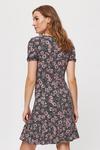 Dorothy Perkins Black Pink Floral Ruched Fit And Flare Dress thumbnail 3