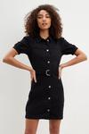 Dorothy Perkins Black Casual Denim Puff Sleeve Shirt Dress thumbnail 1