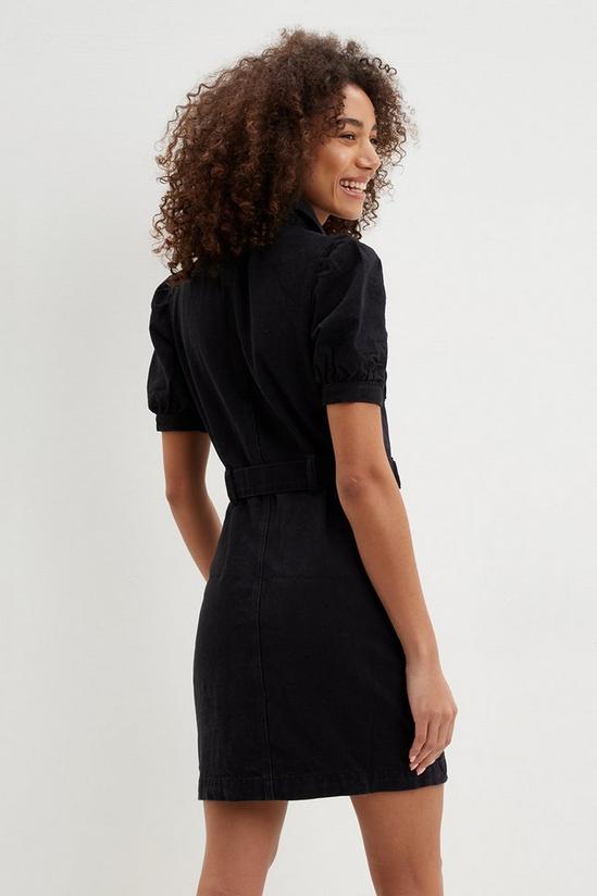 Dorothy Perkins Black Casual Denim Puff Sleeve Shirt Dress 3
