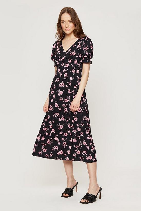Dorothy Perkins Pink Floral Textured Empire Midi Dress 2