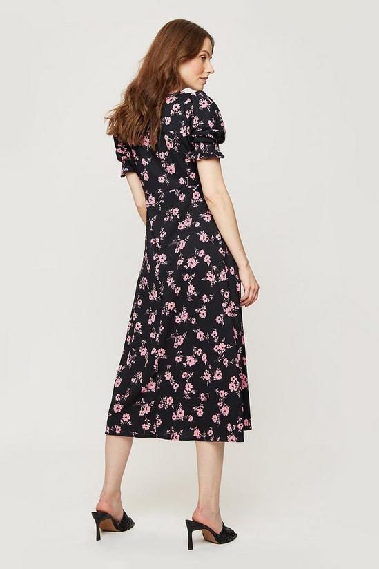 Dorothy Perkins Pink Floral Textured Empire Midi Dress 3