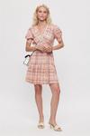 Dorothy Perkins Pink Check Textured Wrap Mini Dress thumbnail 2