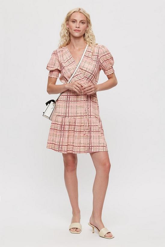 Dorothy Perkins Pink Check Textured Wrap Mini Dress 2