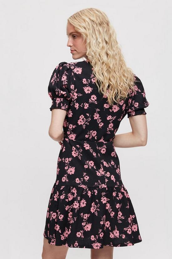 Dorothy Perkins Pink Floral Textured Wrap Mini Dress 3