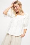 Dorothy Perkins Ivory Broderie Frill Square Neck Top thumbnail 1