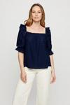 Dorothy Perkins Navy Broderie Frill Square Neck Top thumbnail 1