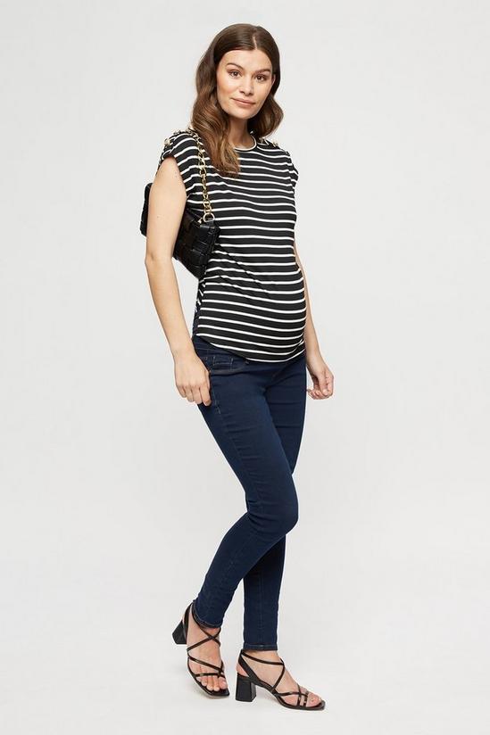 Dorothy Perkins Maternity Black And White Stripe Button Tee 1