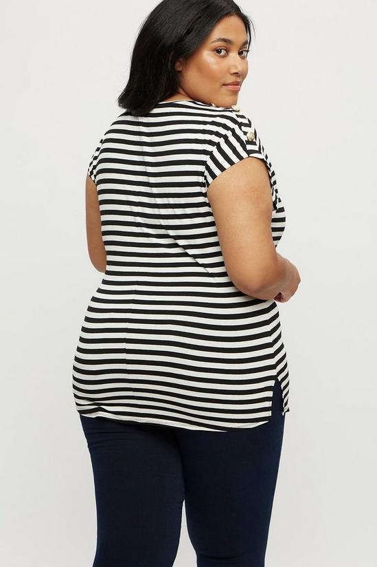 Dorothy Perkins Curve White And Black Stripe Button Tee 3
