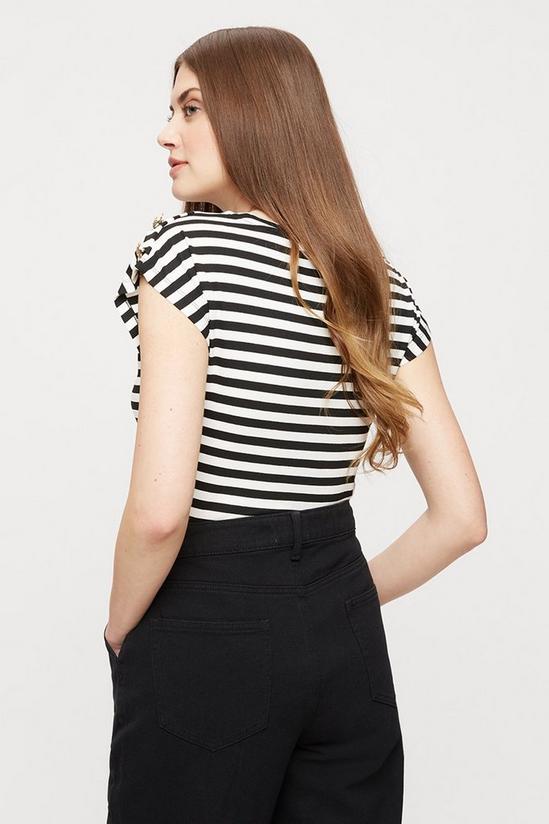 Dorothy Perkins Tall White And Black Stripe Button T Shirt 3