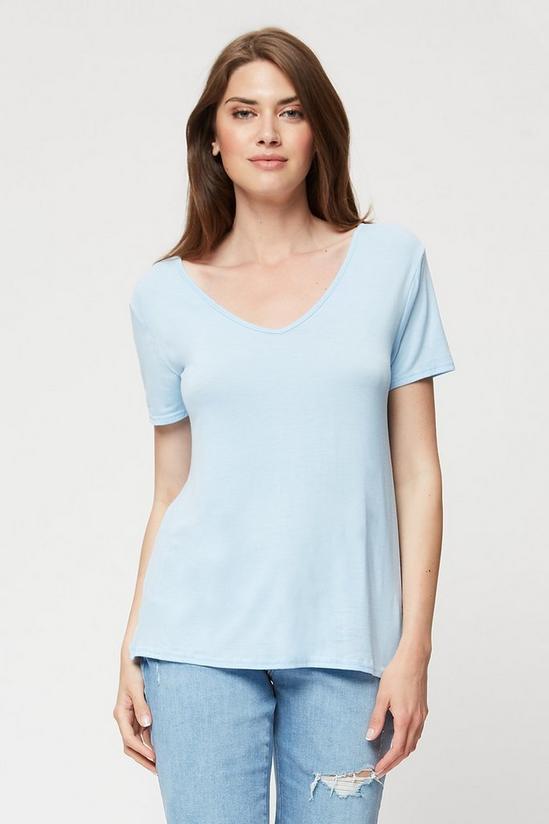 Dorothy Perkins Tall Blue V Neck Relaxed T-shirt 1